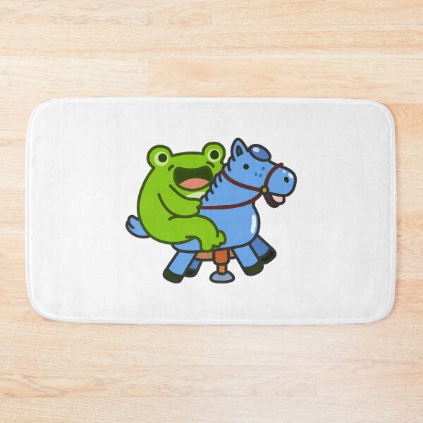 Item preview, Happy Green Frog Riding a Blue Spring Rocking Horse Toy designed and sold by Yael Weiss.