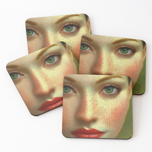 Item preview, Modern Mosaic Woman Portrait with Emerald Green Eyes designed and sold by Shoot-The-Moon.