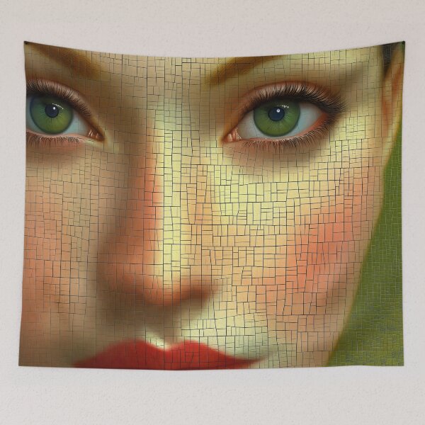 Item preview, Modern Mosaic Woman Portrait with Emerald Green Eyes designed and sold by Shoot-The-Moon.