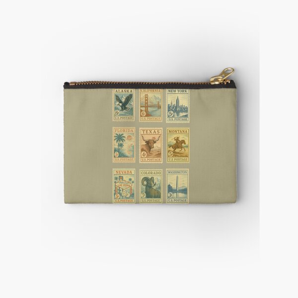 Item preview, Vintage U.S. States Postage Stamps Collection – Iconic American Landmarks & Wildlife designed and sold by sorryNOTsorry.brand.