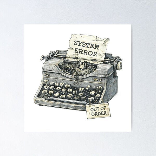 Item preview, Vintage Typewriter – System Error Sticker Illustration designed and sold by Felixuss.