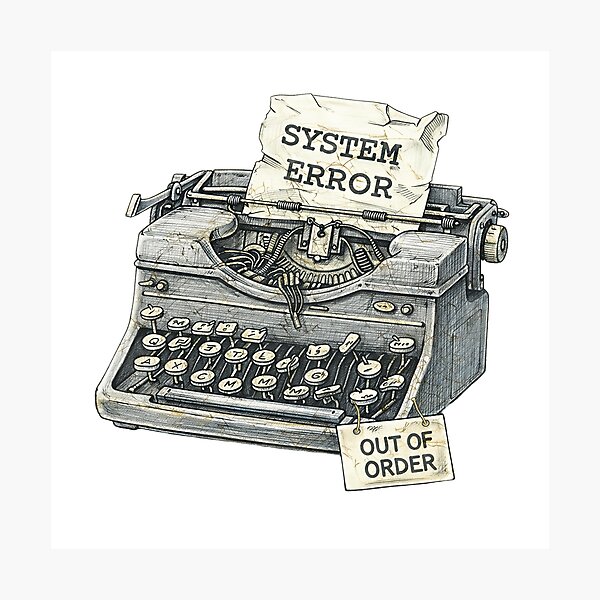 Item preview, Vintage Typewriter – System Error Sticker Illustration designed and sold by Felixuss.