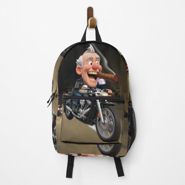 Item preview, A caricature of an elderly motorcyclist riding fast against traffic with a cigar in his mouth! designed and sold by Alan-David.