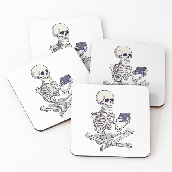 Item preview, Funny Skeleton Scrolling Phone Cartoon Meme Design designed and sold by Katzpy.
