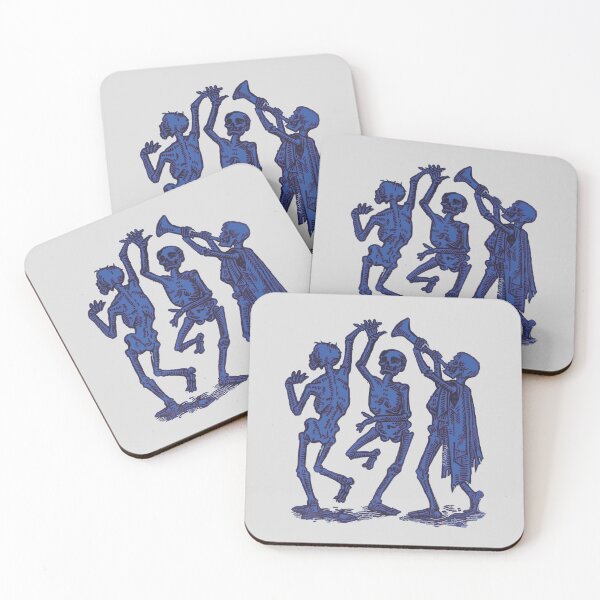 Aperçu de l'œuvre Danse macabre bleue – Illustration de danse gothique squelettique créée et vendue par Dungeon-Shop.