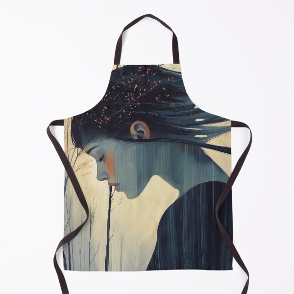 Item preview, Dreamlike Woman Portrait with Flowing Hair Forest Background designed and sold by Shoot-The-Moon.