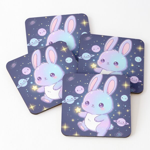 Item preview, Kawaii Cosmic Bunny: Pastel Galaxy Rabbit with Magic Wand designed and sold by juman..