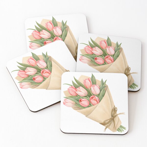 Item preview, Blushing Spring Tulips | Romantic Watercolor Bouquet designed and sold by Artsy Corner.