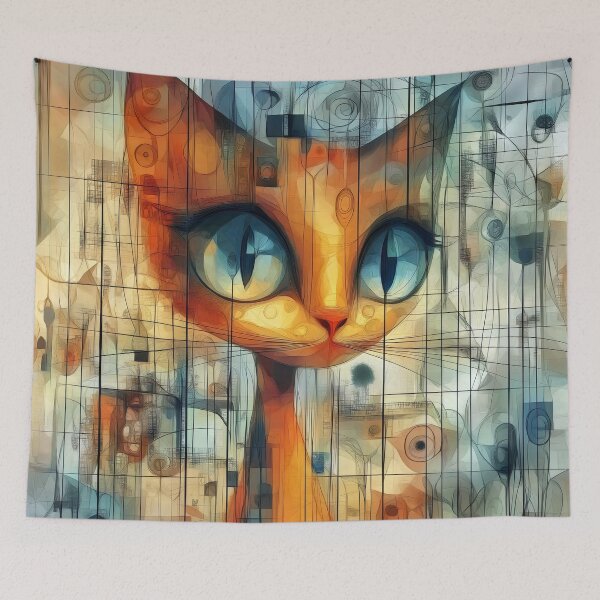 Item preview, Abstract Cute Cat Portrait Modern Geometric Pop Style designed and sold by Shoot-The-Moon.