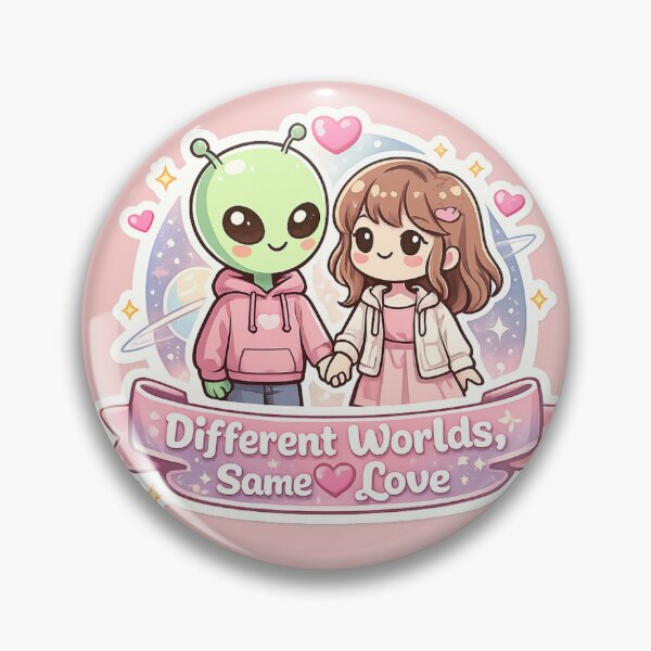 Item preview, Different Worlds Same Love  Alien Human Couple Cute Kawaii Space Romance Valentine’s Day Self Love Galaxy  designed and sold by AlienTechs.