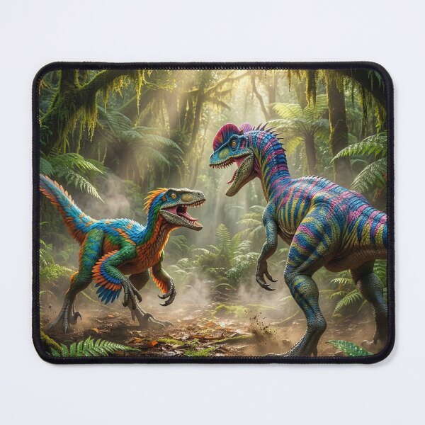 Item preview, Velociraptor meets Dilophosaurus in Primordial Forest designed and sold by Tridentulus.