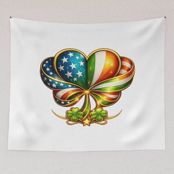 Item preview, Irish American Heart Shamrock – USA & Ireland Flag Pride designed and sold by Rough Sketches – Ireland Inspired Art.