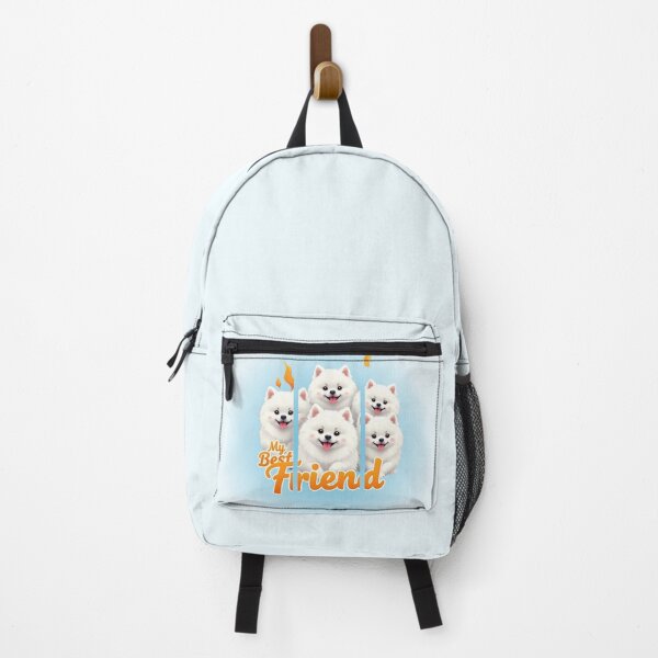 Item preview, My Best Friend - Five White Pomeranian Dogs - Circular Blue Dog Design designed and sold by PriyaMagic.