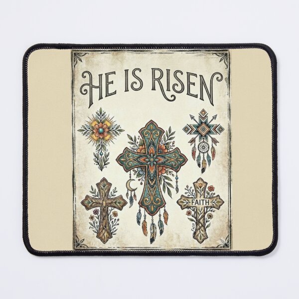Item preview, He Is Risen Floral Boho Cross Christian Art designed and sold by RiseSpirit.