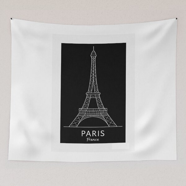 Item preview, Black and White Eiffel Tower Silhouette Illustration designed and sold by Stripe Wall Studio.