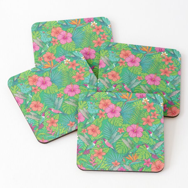 Item preview, Vibrant Hummingbirds and Tropical Hibiscus Floral Pattern designed and sold by DGtaLrtcom.