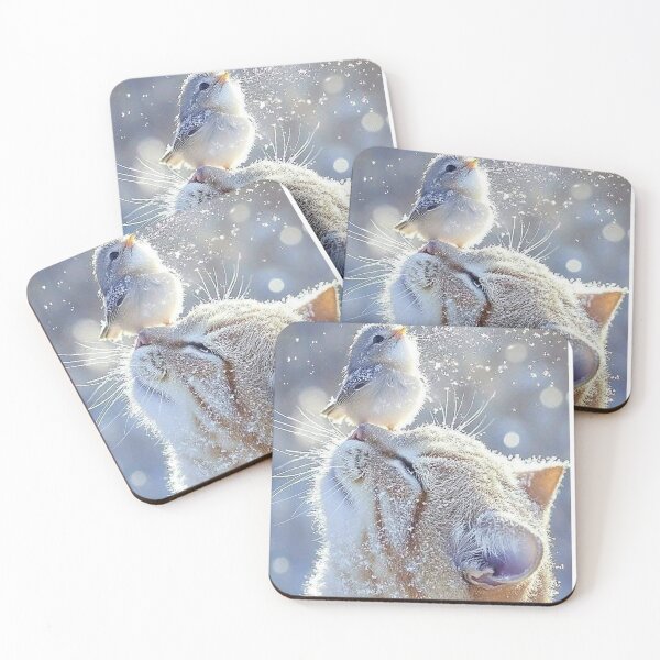 Item preview, Winter Cat and Little Bird – Magical Snow Friendship designed and sold by AmetistLight.