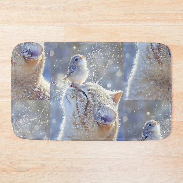Item preview, Winter Cat and Little Bird – Magical Snow Friendship designed and sold by AmetistLight.