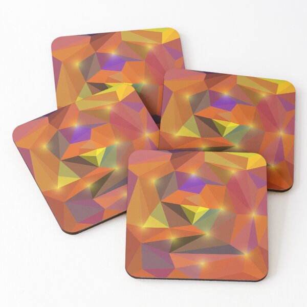 Item preview, Abstract Geometric Crystal Mosaic in Sunset Orange and Gold designed and sold by SolutionsArt.