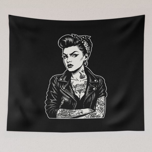 Item preview, Rockabilly Pin-Up: 50s Outlaw Girl with Tattoos designed and sold by Pineapple-Tree.