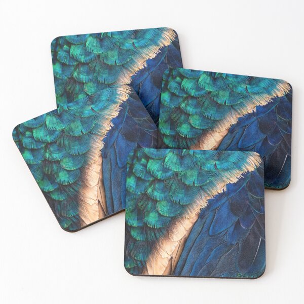 Item preview, Emerald Peacock Feather Texture – Iridescent Blue Green Bird Plumage Macro Photography designed and sold by chihuahuashower.