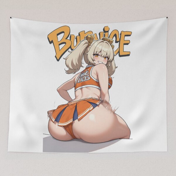 Item preview, Fiery Orange Cheer Vibe – Playful Blonde Ponytail Energy designed and sold by Jimakmo.