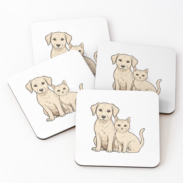 Item preview, Dog and cat, friend, colored, pencil style, no background designed and sold by wizard-work.