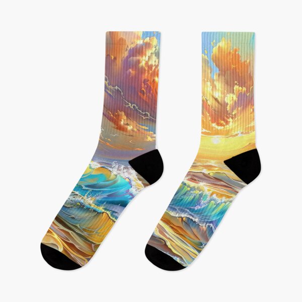 Item preview, Vibrant Ocean Waves at Sunset – Watercolor Art designed and sold by MargaretWiktor.