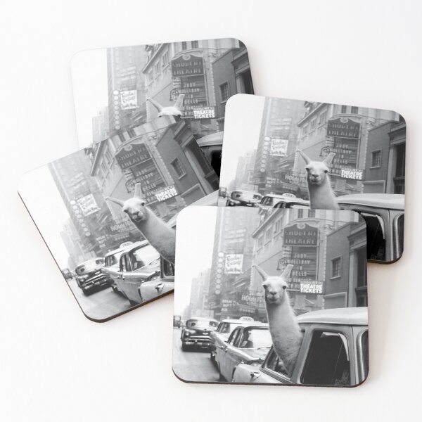 Item preview, Vintage llama in New York City taxi cab humorous black and white photograph designed and sold by Astrid Arkhangelsky.