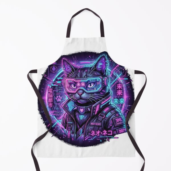 Item preview, Neon Cyber Cat - Retro Futuristic Feline designed and sold by EverwearGraphics.