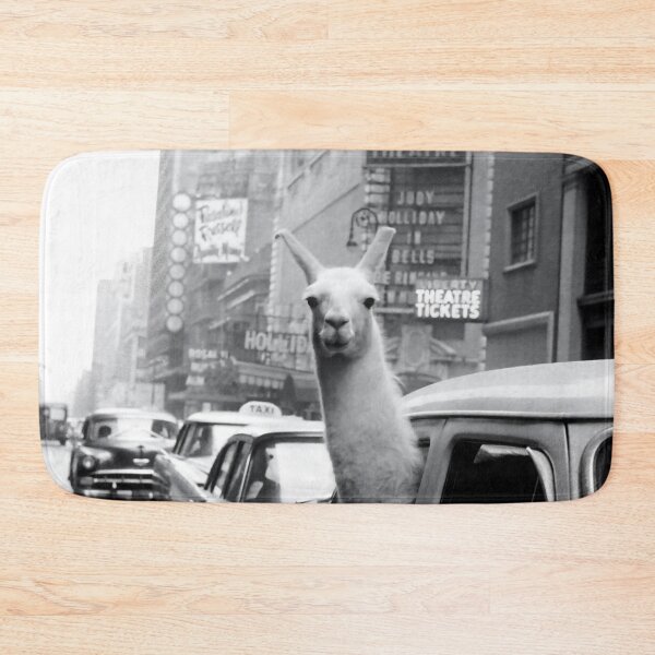 Item preview, Vintage llama in New York City taxi cab humorous black and white photograph designed and sold by Astrid Arkhangelsky.