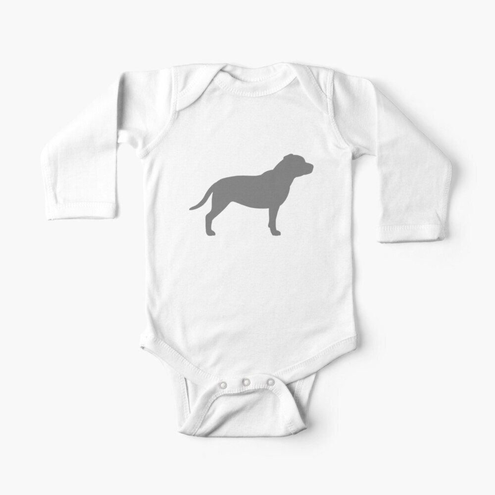 Body Para Bebe Silueta De Staffordshire Bull Terrier Gris De Shortcoffee Redbubble