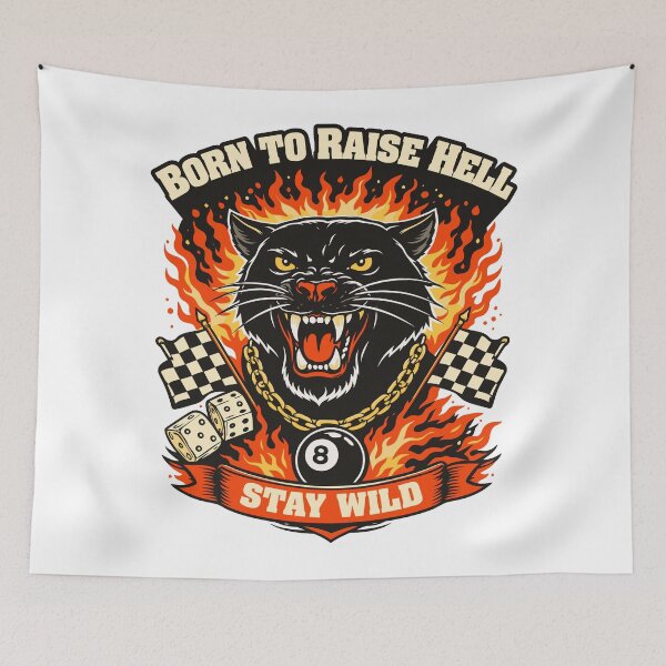 Item preview, Born to Raise Hell Panther – Bold Retro Biker Tattoo Style Vector Art designed and sold by Weasel Graphix.