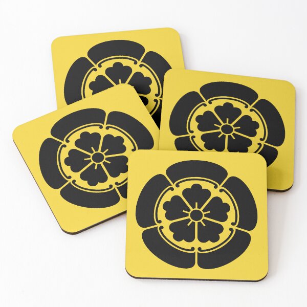 Item preview, Oda Mon Japanese samurai clan black on yellow designed and sold by Digital Homestead.