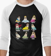 Camiseta ¾ bicolor para hombre Princesas Pug