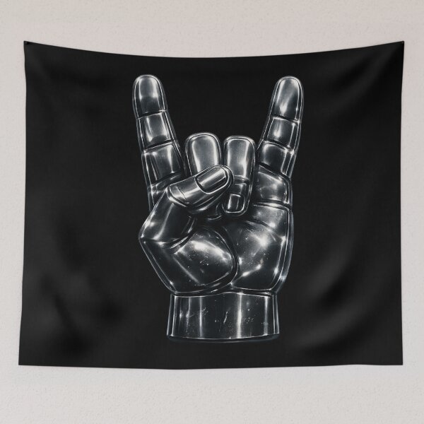 Item preview, Chrome Rock and Roll Metal Hand Sign designed and sold by ThoughtsInTheOpen.