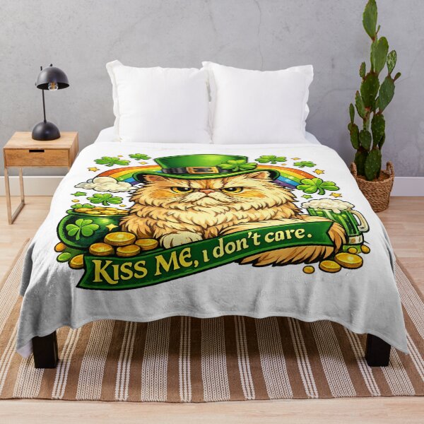 Item preview, Grumpy Persian Cat St. Patrick’s Day Shirt Design, Kiss Me I Really Don’t Care, Funny Irish Cat Leprechaun Hat, Shamrocks Gold Coins, Cute Sassy St Paddy Gift designed and sold by TerScott.