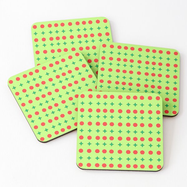 Item preview, Green Stars and Red Heptagons on Lime background pattern designed and sold by fev-rocks.