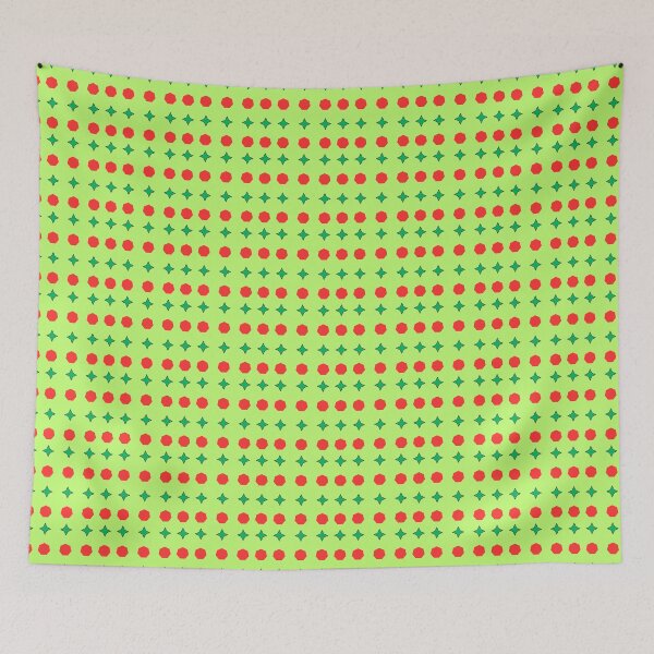 Item preview, Green Stars and Red Heptagons on Lime background pattern designed and sold by fev-rocks.