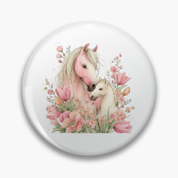 Item preview, Mare & Foal With Spring Blossoms – Whimsical Illustration designed and sold by Saxon Designs.