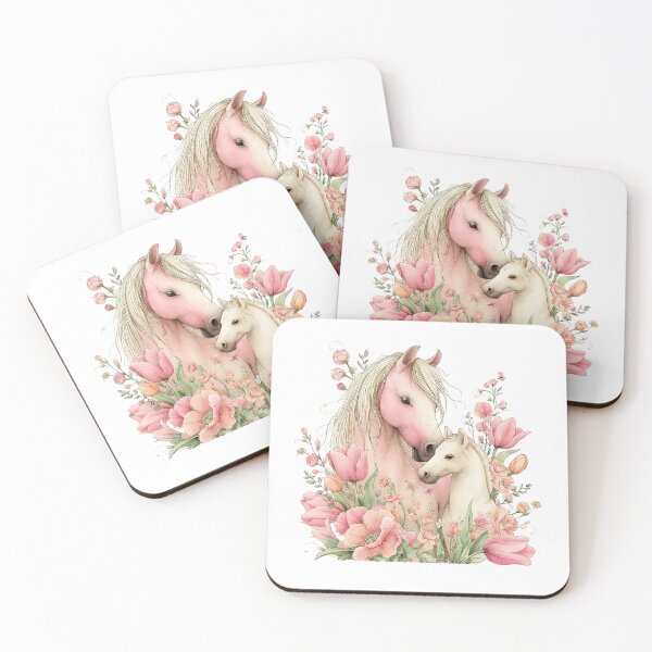 Item preview, Mare & Foal With Spring Blossoms – Whimsical Illustration designed and sold by Saxon Designs.