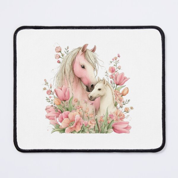 Item preview, Mare & Foal With Spring Blossoms – Whimsical Illustration designed and sold by Saxon Designs.