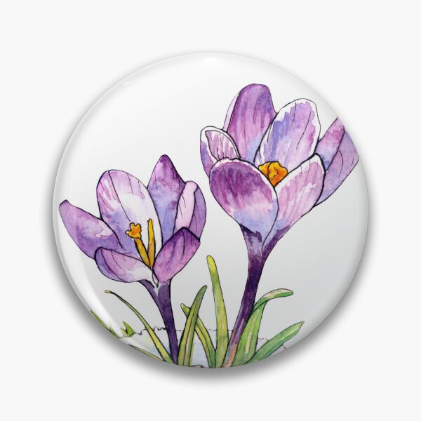Item preview, Crocus Flowers Emerging from Snow - Watercolor illustration designed and sold by AquarellChill.