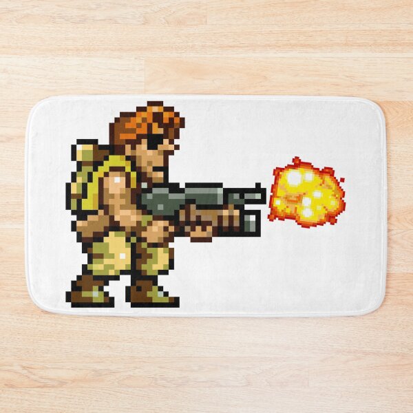 Item preview, Pixel Art Commando Bazooka Fire - Retro 16-Bit Action Gaming Print designed and sold by DesignArtist.ia.