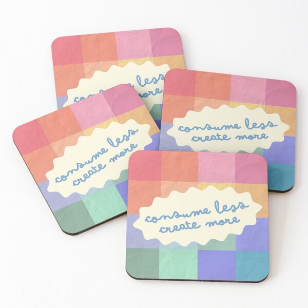 Item preview, Consume Less Create More Anticonsumption Cute Rainbow Quote designed and sold by Rubyfruit Press.