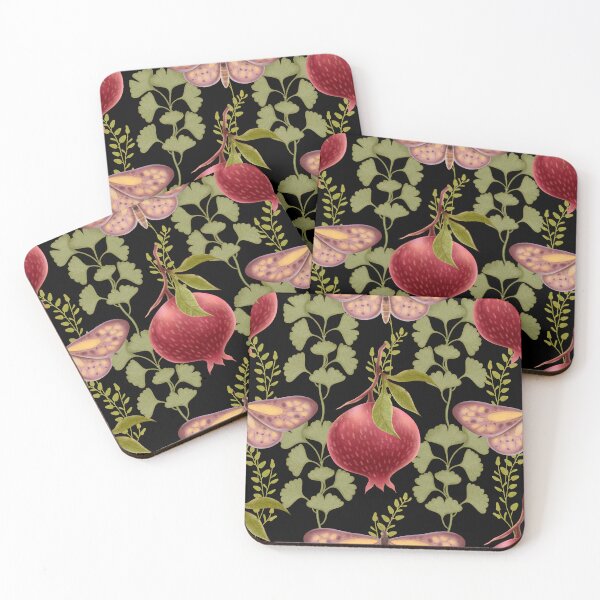 Item preview, Original hand-drawn pomegranate and butterfly illustrations and the resulting composite seamless pattern. designed and sold by Grin Katalina Floral Patterns & Cozy Art.