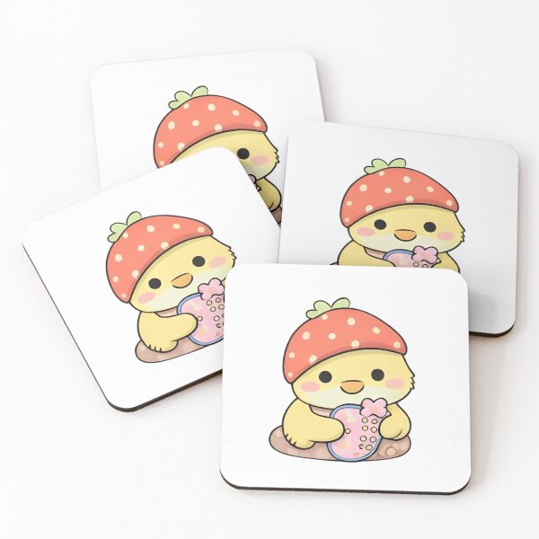 Item preview, Cute Kawaii Chick Wearing Strawberry Hat designed and sold by Trendora90.