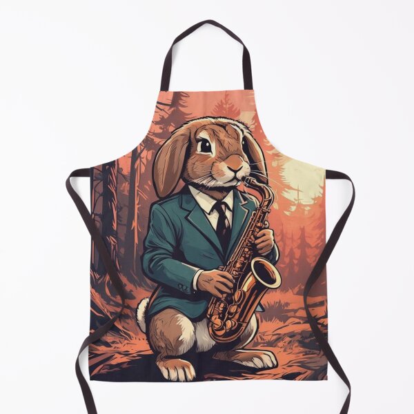 Artikelvorschau, Rabbit Saxophone – Verspieltes Waldsonnenuntergangsdesign entworfen und verkauft von Dogandesighn.