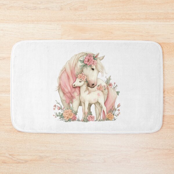 Item preview, Mare & Foal With Floral Crowns – Whimsical Horse Illustration designed and sold by Saxon Designs.