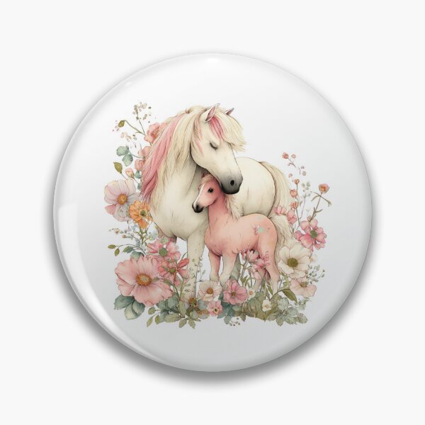 Item preview, Mare & Foal in Florals – Whimsical Gentle Horse Illustration designed and sold by Saxon Designs.